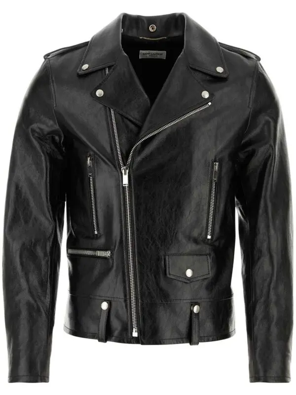 Zip-up Leather Biker Jacket