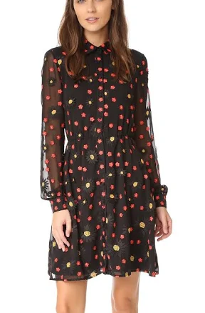 Womens alice + olivia 'Enid' Embroidered Organza Shirtdress