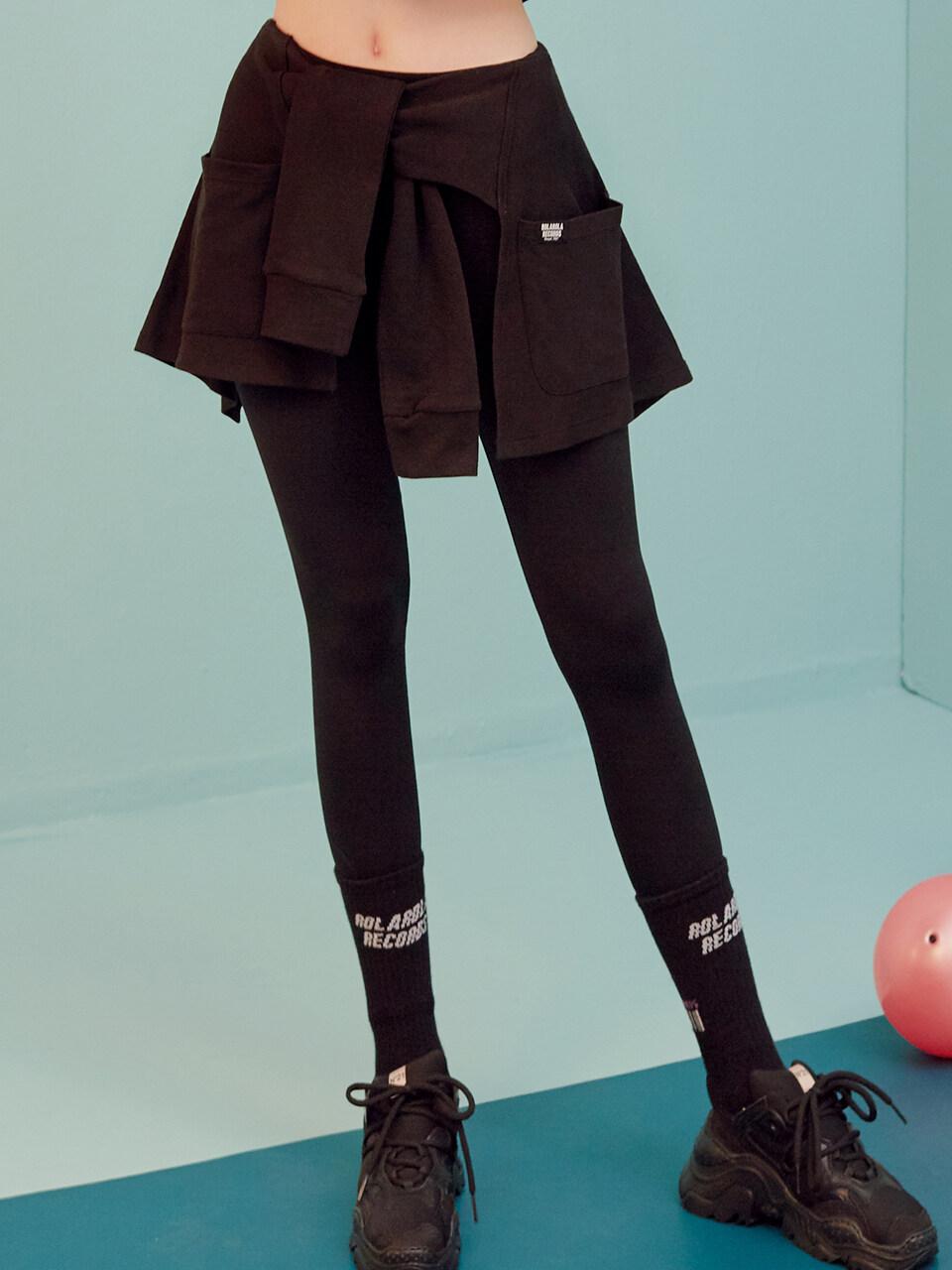 Ls 19563 Pocket Tied Up Leggings Black