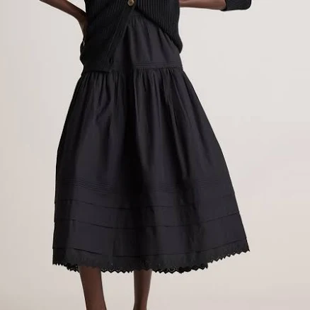 Quince Women's Organic Cotton Poplin Pintuck Maxi Skirt
