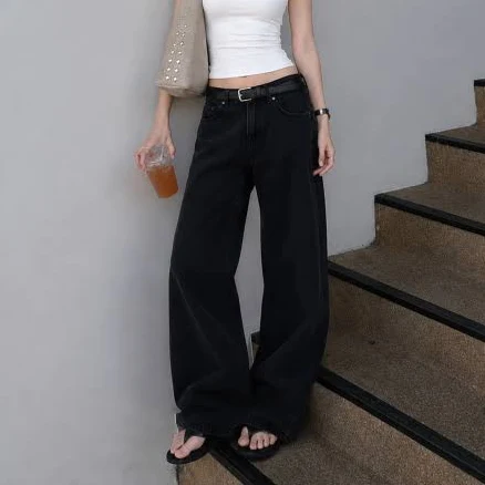 MILLIONCOR Black Semi-Wide Denim Pants 8 Colors