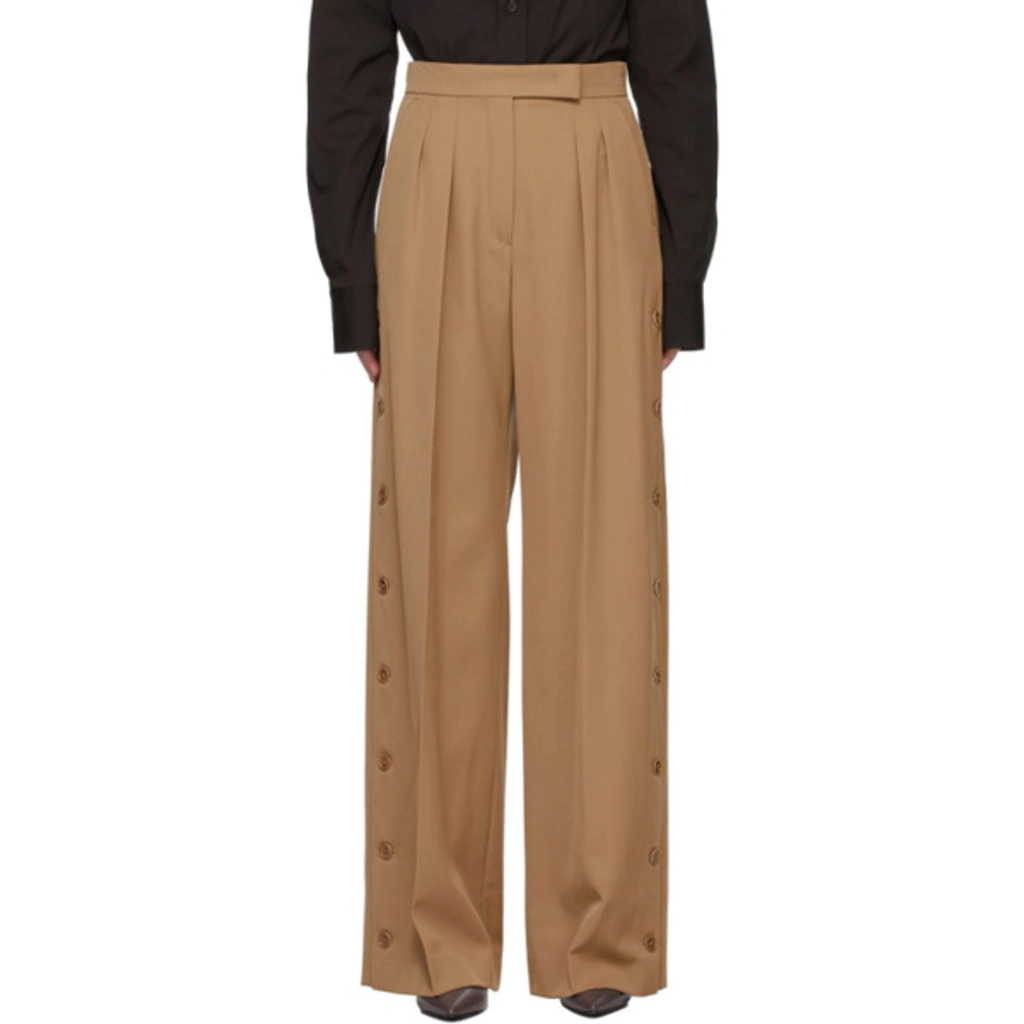 Kirsch Pleated Wool-gabardine Wide-leg Pants In Camel
