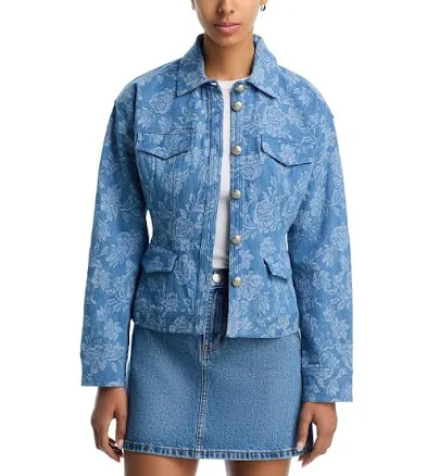 AQUA Women's Denim Jacquard Jacket