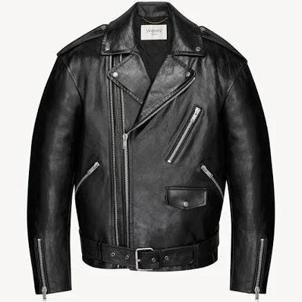 Saint Laurent Oversized Biker Jacket In Grained Leather - Black - Women - F40