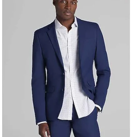 Egara Skinny Fit Men’s Suit Jacket in Blue Postman Two-Button Notch Lapel Blazer