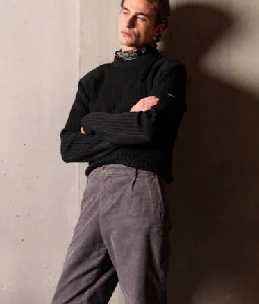 Saint James Military Style Sweater with Elbow Patches