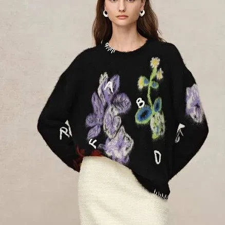 Cyclamen Jacquard Knit Sweater
