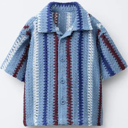 Zara Kids Striped Crochet Knit Shirt