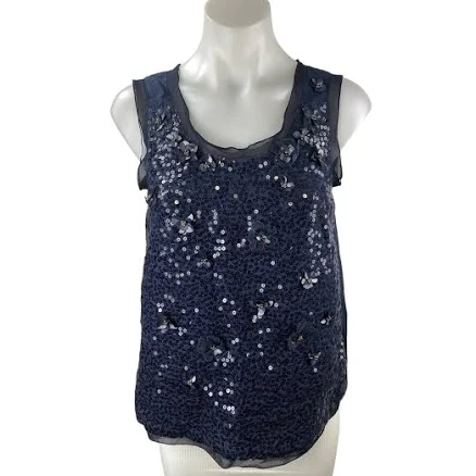 O'2nd Women's Floral Sequin Scoop Neck Sleeveless Tank Blouse