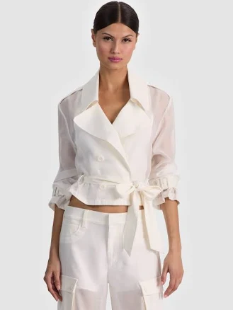 Alice + Olivia Women's Keith Sheer Cropped Trench Coat