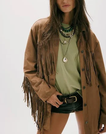 Free People Women's Jackets & Coats Free People Fringe Out Vegan Suede Jacket