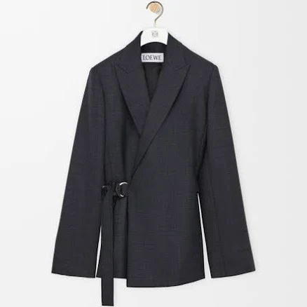 Loewe Women's Plaid Draped Wool-Blend Jacket