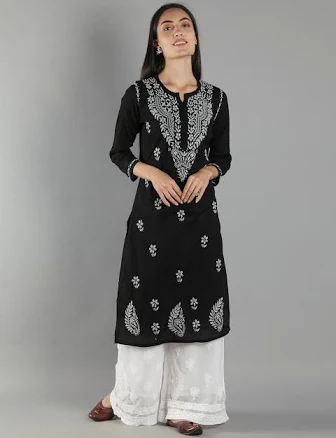 Chikankari Embroidered Cotton Kurti