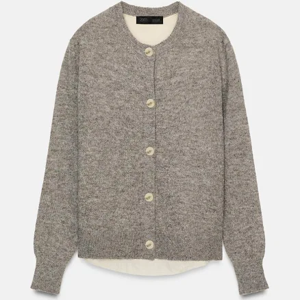 Zara Combination Knit Cardigan with Belt