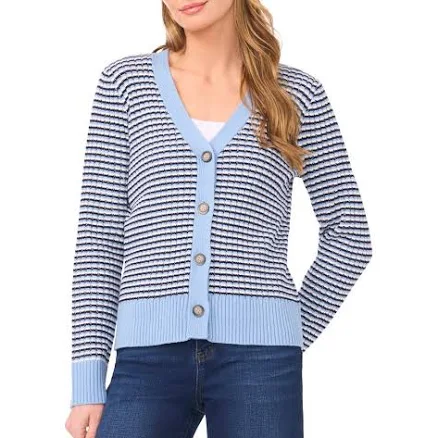 Halogen Women's Stripe V-Neck Cardigan