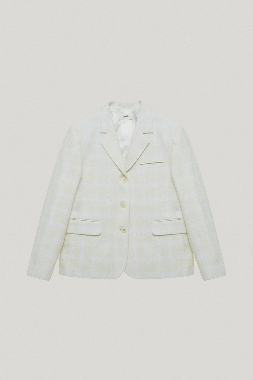 soft checkered wool jacket_ivory