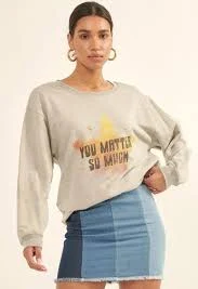 Vintage-style, Multicolor Star French Terry Knit Graphic Sweatshirt Heather Grey