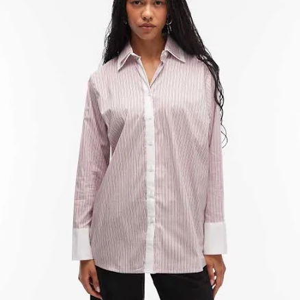 ASOS Double Collar Oversized Stripe Shirt
