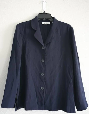 Chaus York Elegant Women Dark Navy Blue Jacket Blazer Business Casual