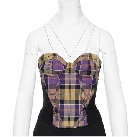 Vivienne Westwood Women's Tartan Fargo Checked Wool and Cotton-blend Corset