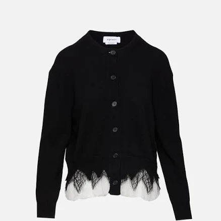 ALEXANDER MCQUEEN | Women's | Shrunken Cardigan | BLACK/IVORY SWEATER CARDIGAN | Size L