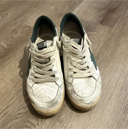 Golden Goose Ball Star White Green Leather Low Top Sneakers Men's