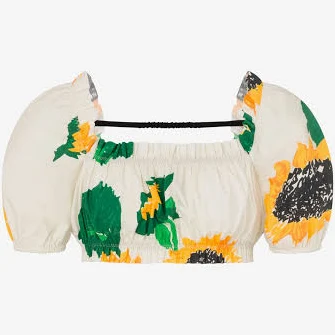 Moschino Jeans Printed cotton poplin crop top