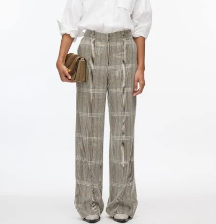Sequin Plaid Wide Leg Trousers