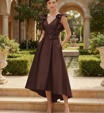 Missacc Mother Of The Bride Dresses A-Line V-Neck Sleeveless Satin Mother Of The Bride Dresses