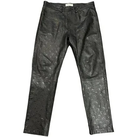 Marine Serre Black Leather Moon Print Trousers Size L
