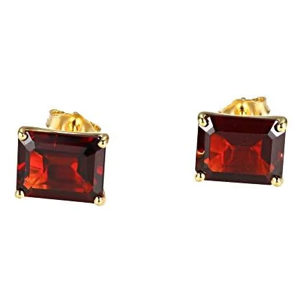 18k Yellow Gold Over Sterling Silver Red Garnet