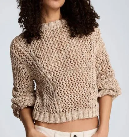 Kenneth Cole Women's Two-Tone Open Stitch Cotton Blend Sweater