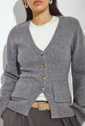 Knitted Wool Blend Fitted Cardigan