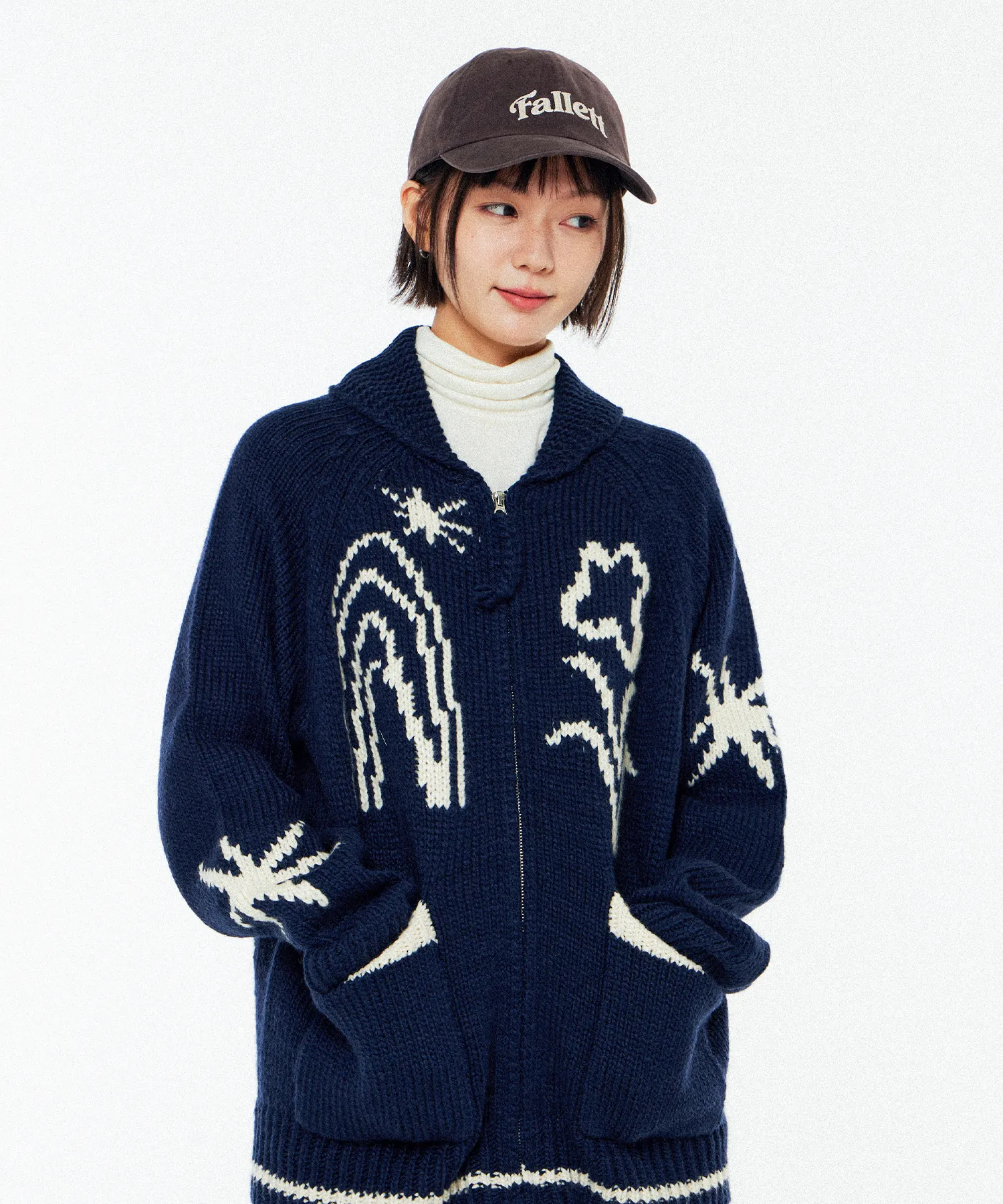 Drawing Garden Knit Zip-up