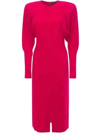 Isabel Marant Venia Fuchsia Corduroy Dolman Sleeve Midi Dress 36 Us 4