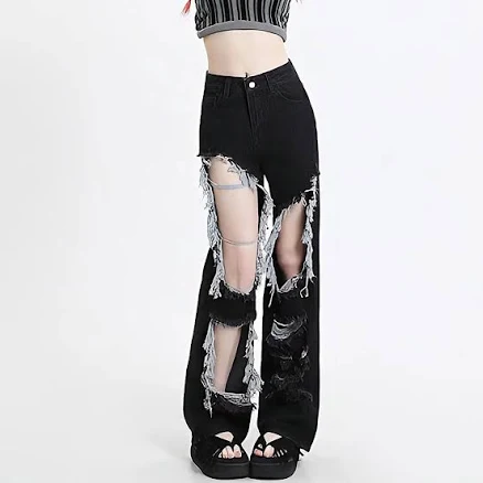 Grunge Aesthetic Extreme Ripped Jeans