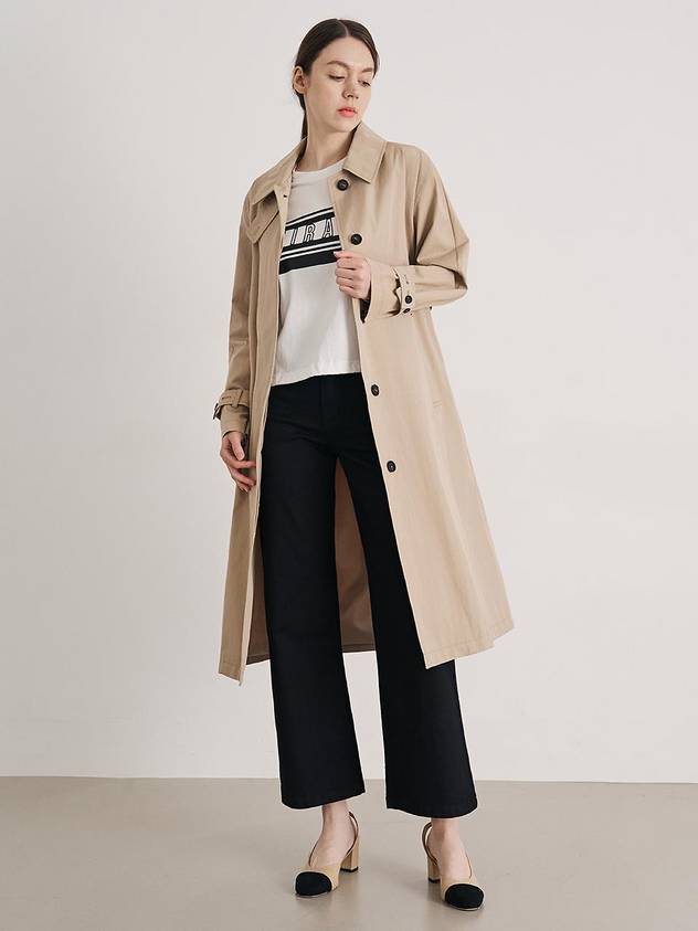 Trench Style Belted Long Coat
