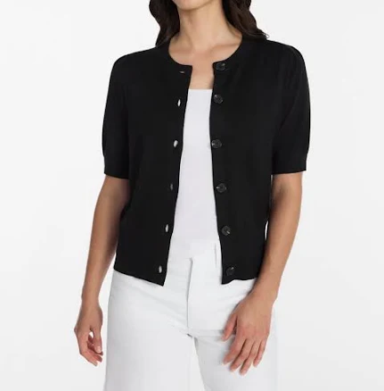 Time and Tru Women's Crew Cardigan with Short Sleeves