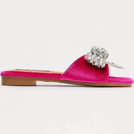 Fashion Nova Ribbona Rhinestone Velvet Sandals