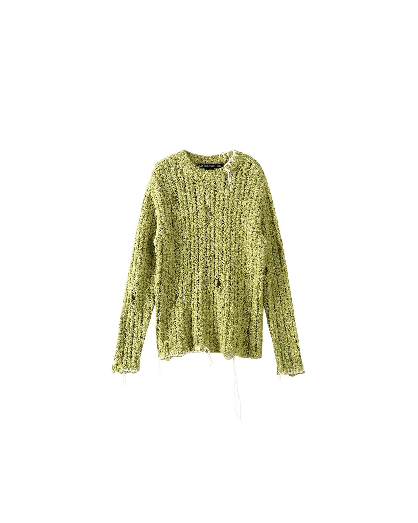 OLLEN DAMAGED CREW-NECK SWEATER atb1017m(GREEN)