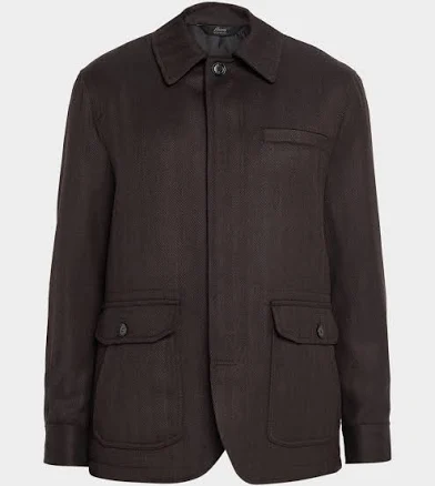 Brioni Men's Super 180's Wool Herringbone Chore Jacket