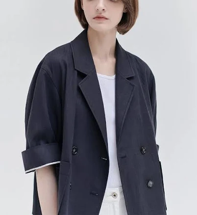 W Concept Cropped Linen Jacket