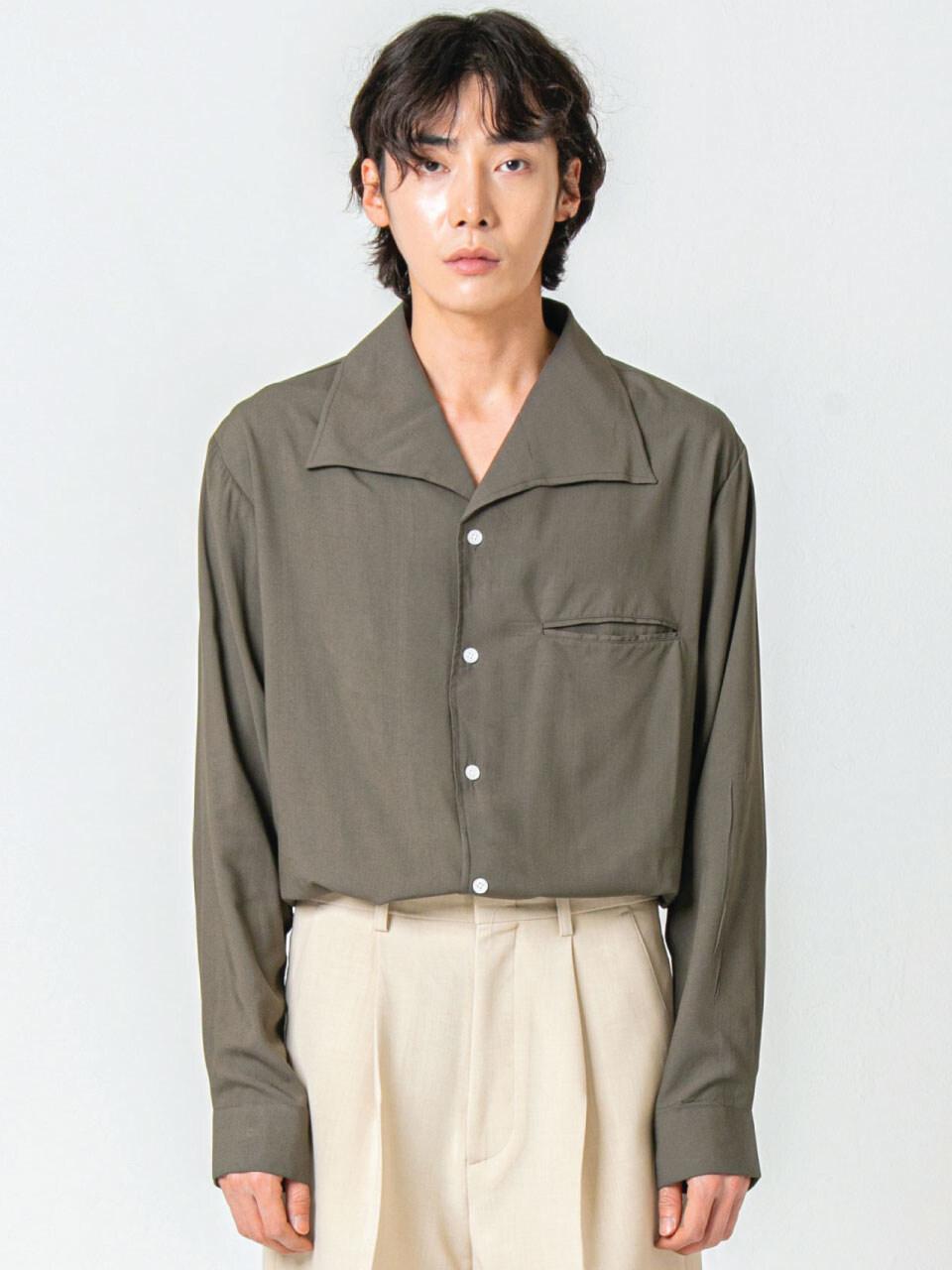 Newtro Wing Collar Basic Shirts(Charcoal)