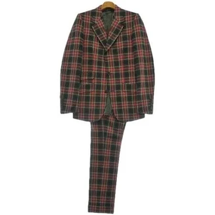 GUCCI Wool Plaid Suit Set Size 44 IT