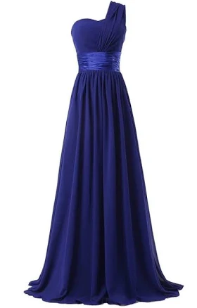 Regency Floor-Length Pleated Satin Ribbon Dress