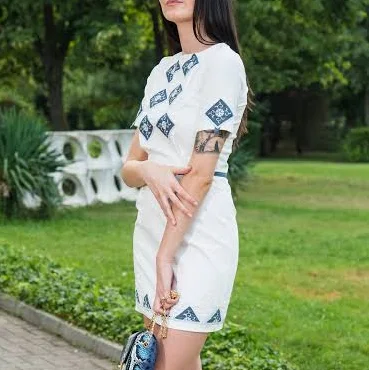 Bulgaria, Bulgarian Embroidery, Ethnic Dress, Simple White Dress, Cocktail Dresses, Garden Party Dress, Festival Dress, Folklore Dress,