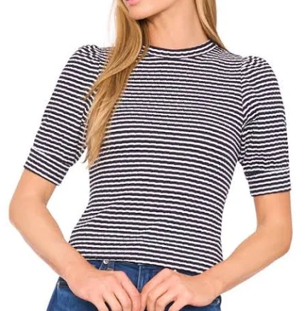 halogen Women's Stripe Puff Sleeve T-Shirt