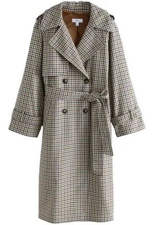 NEXT Women's Check Double Breasted Trench Coat