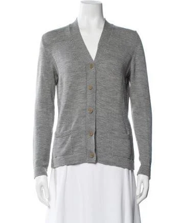 Bottega Veneta Wool V-Neck Sweater in Grey, Women's XS