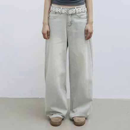 MILLIONCOR 9701 Mute Blue Wide Denim Pants